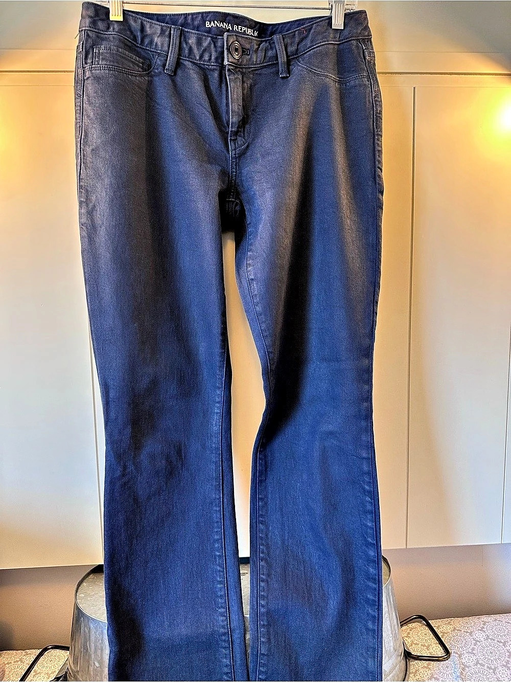 Banana Republic Navy Coated Skinny Jeans in Blue Size Small